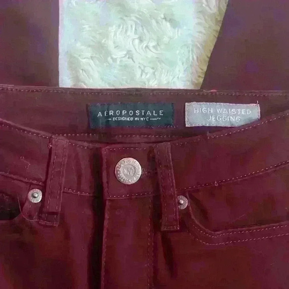 Aeropostal maroon‎ high waisted Jegging size 000 regular - Picture 4 of 4